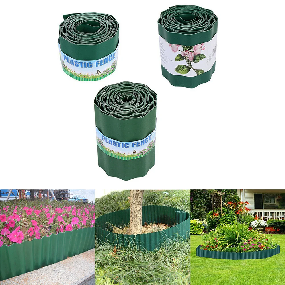 

1pc Plastic Lawn Edge 10cm/15cm/20cmX9M Green Garden Lawn Edge Border Fence Path Flexible Lawn Edging Border Fence Accessories