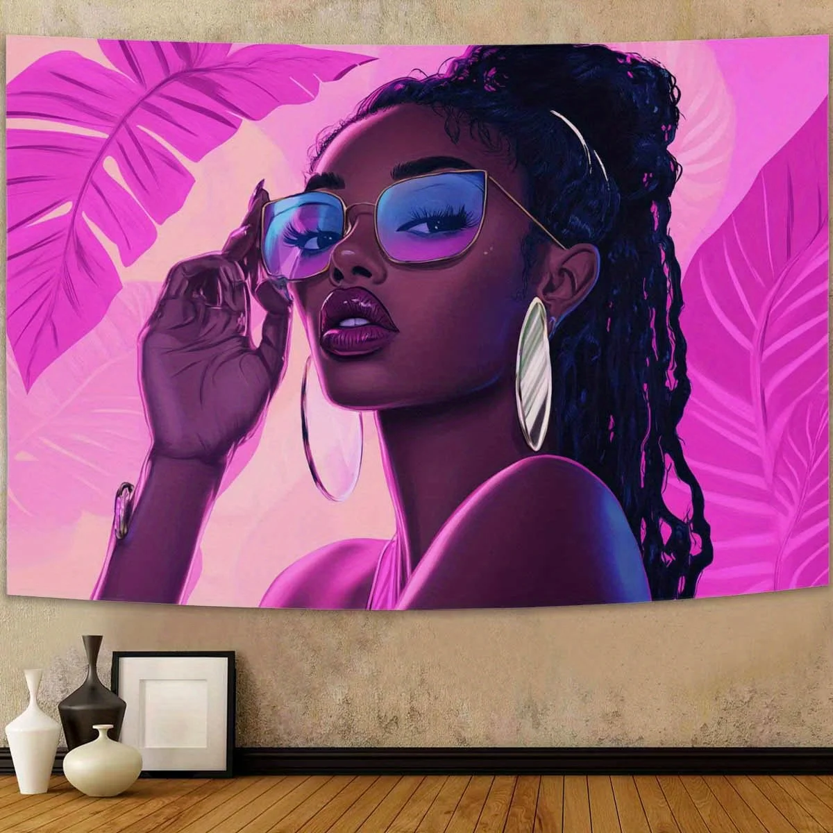 Tropical Glamour Tapestry: Stylish, Vibrant, and Exotically Unique Wall Art for a Chic Decor Statement - Home Refresh