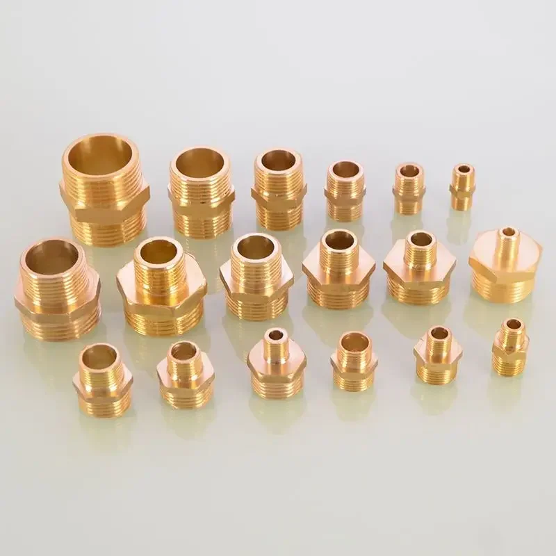 Brass Pipe Hexagonal Connector Quick Connector 1/8 1/4 3/8 1/2 3/4 1 BSP Male To Male Thread Water-Oil Pneumatic Connector