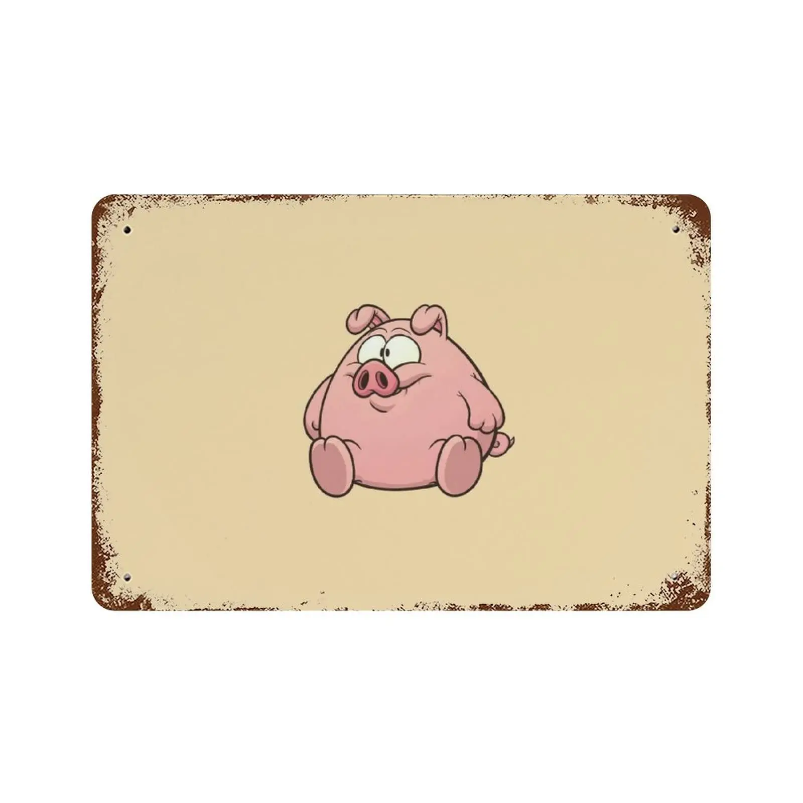 Plaque de signe and étain envoleal Vintage, signe and étain de cochon de dessin animé rose gros, plaque de hiloving de maison