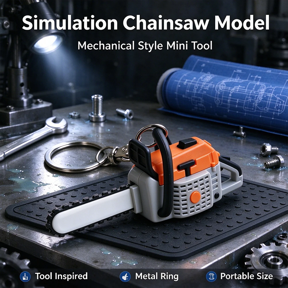 Simulation Chainsaw Shape Key Chain Creative Mini Tool Model Keyring Backpack Charm Ornament Gift