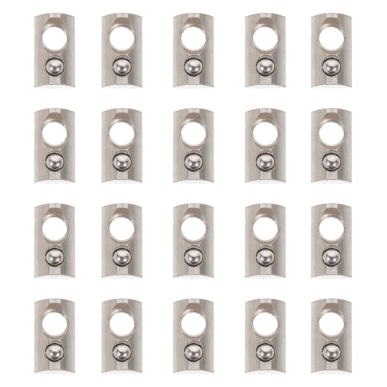 20 Pcs Aluminum Profiles T Nut Carbon Steel Roll-In Slot Nuts Balls Loaded