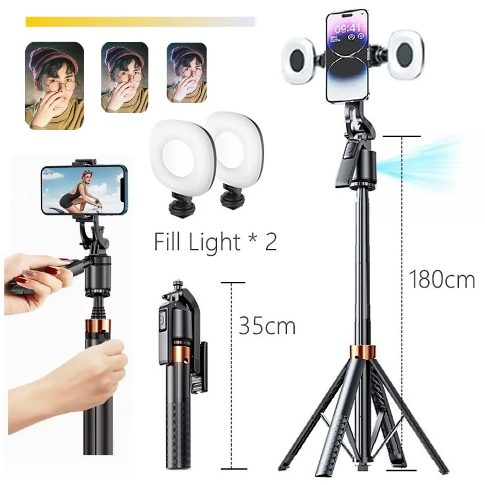 180cm/70.9in Portable Auto Face Tracking Gimbals Stabilizers Wireless Selfie Stick Tripod for Gopro Action Cameras Smartphone