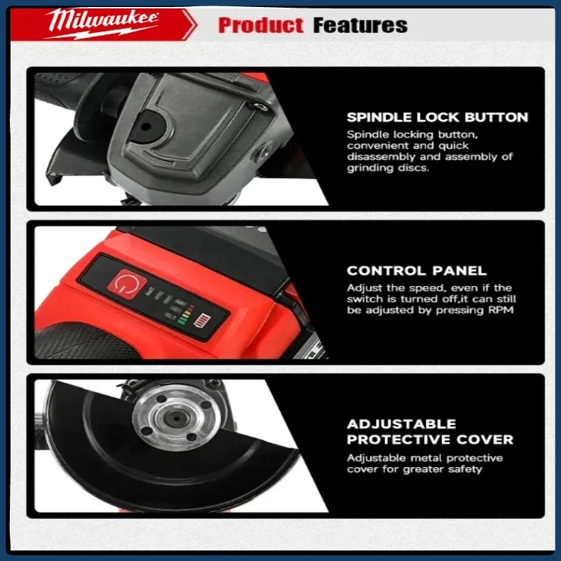 Milwaukee 125 mm Akku-Winkelschleifer, Polieren, Schneidemaschine, No-Lock-Paddelschalter, elektrische bürstenlose Elektrowerkzeuge