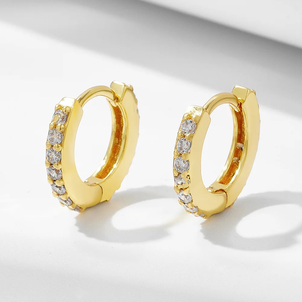 

Withered S925 Pure Silver Round Micro Inlaid Zircon Ear Buckle Earrings And Earrings Women's Earrings Ear Cuffs