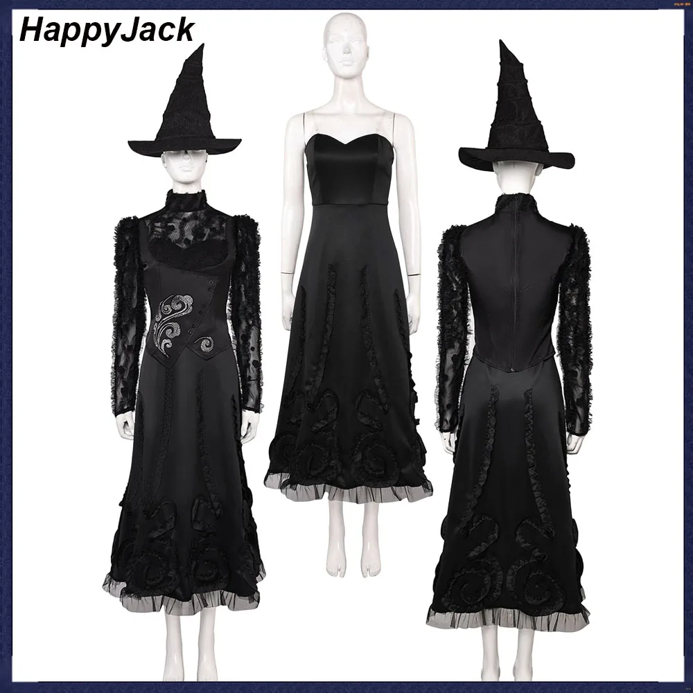 Elphaba Cosplay Wicked Disguise Costume Hat Witch Shirt Cap Outfits Adult Women Dress Halloween Carnival Party Suit