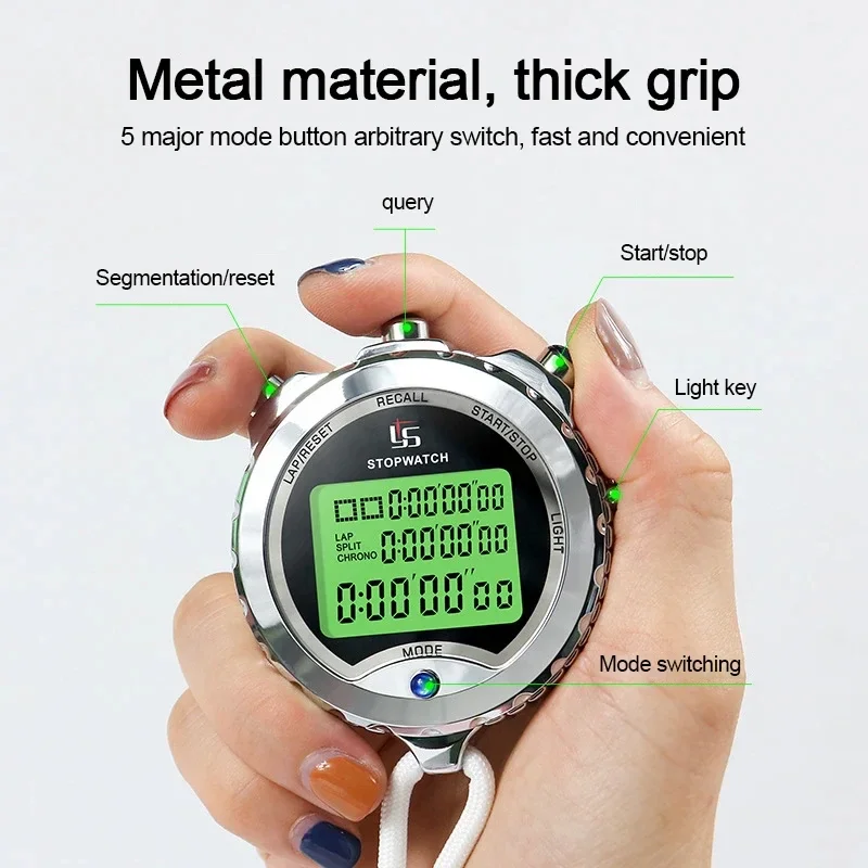 Digital Stopwatch 0.01s Profession Soccer Chronograph Timer 100 Tracks Memory Stopwatch Running Training Timer with Backlight