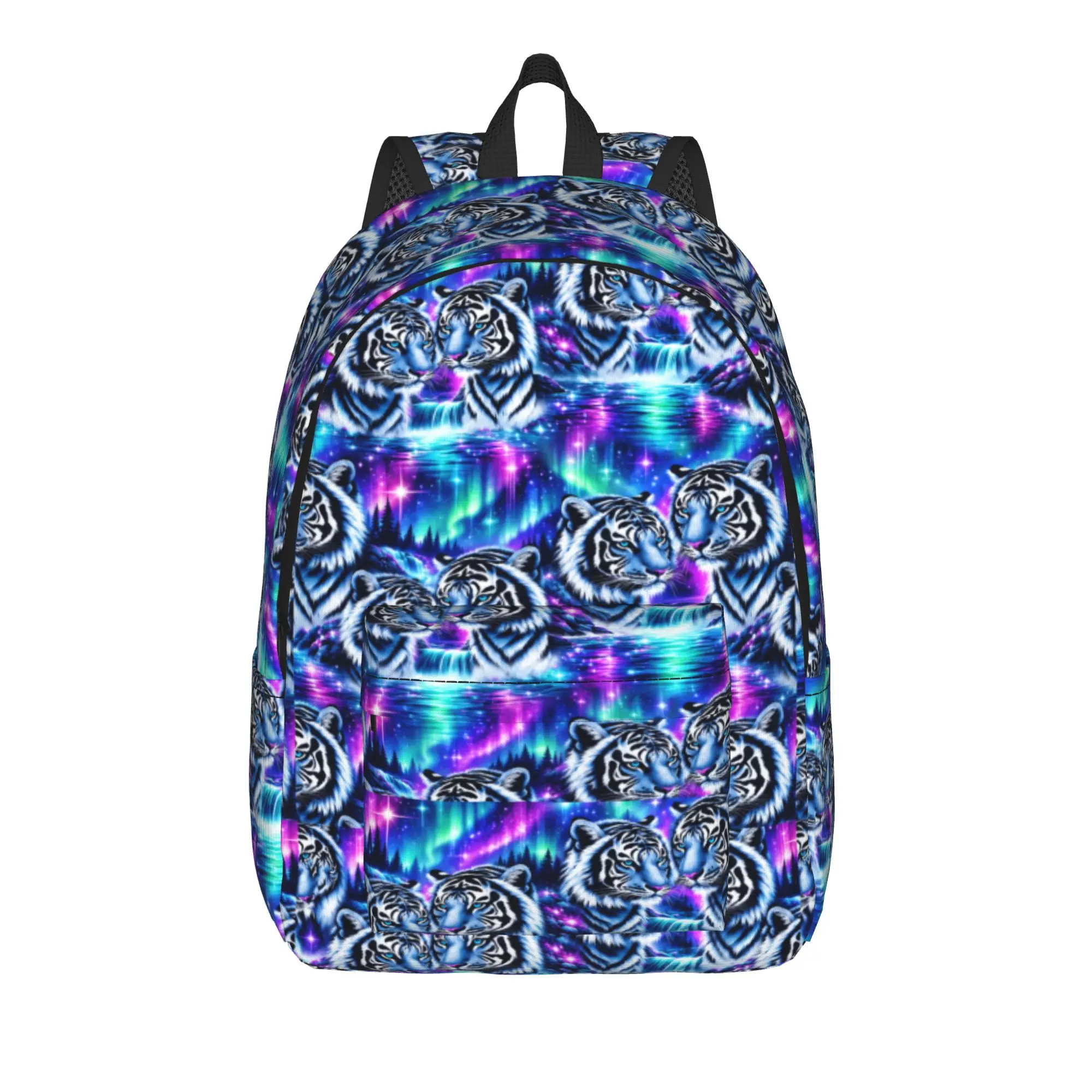 Tiger Patterned Backpack Student Unisex Flat 2d Digital Printing Soft Backpacks Polyester Casual School Bags Trekking Rucksack