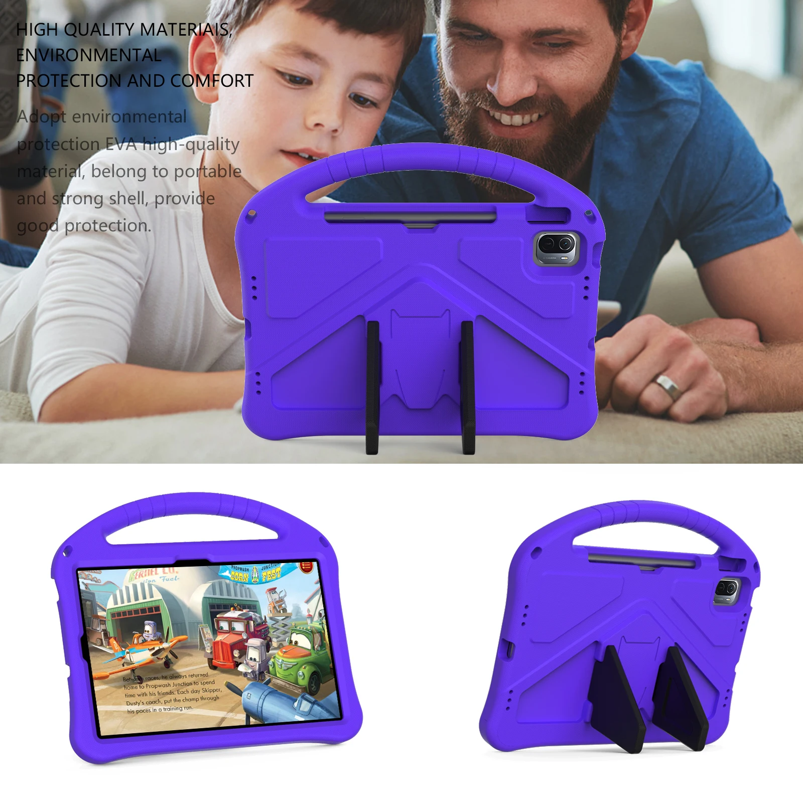 EVA Case For Xiaomi Pad 6 5 Pro 2023 2021 11 inch Kickstand Protective Tablet Cover Shockproof With Kids Friendly Hand Holder