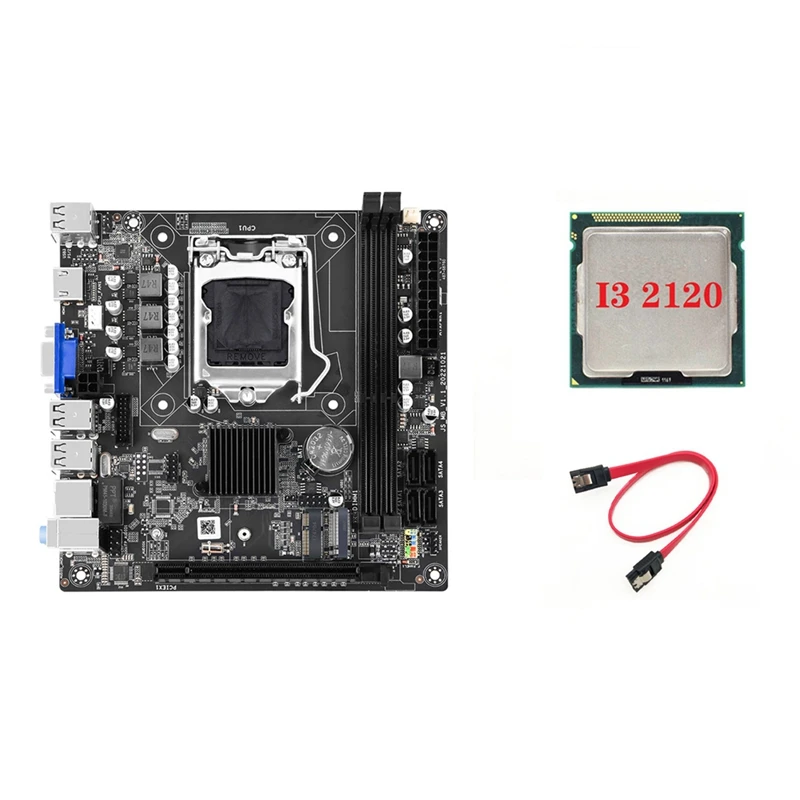 H61S (H61) LGA1155 Motherboard +I3 2120 CPU+SATA Cable Kit Support 2XDDR3 RAM Slot NVME M.2 Port+WIFI Port USB2.0 SATA2.0