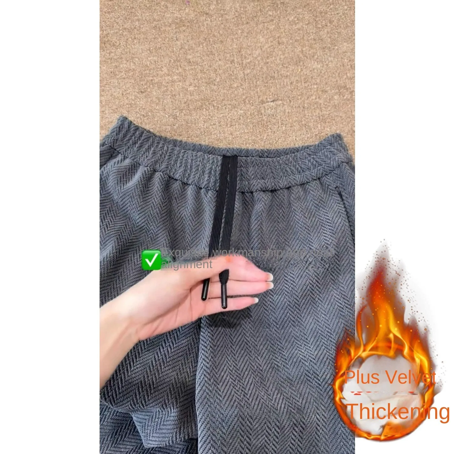 بنطال رياضي كاجوال من الصوف بتصميم كلاسيكي للرجال لخريف وشتاء - ماركة ملابس الشارع اليابانية فضفاضة ومستقيمة وسميكة