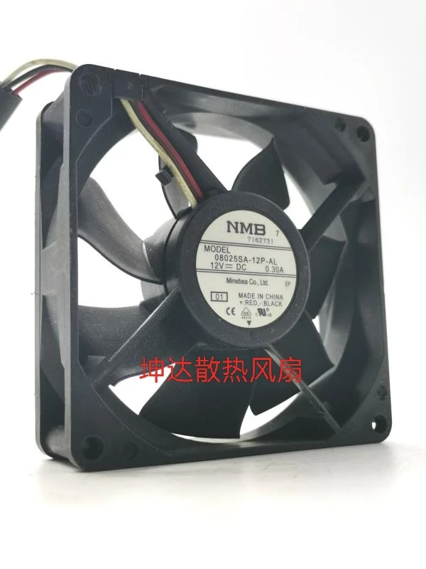 

NMB 08025SA-12P-AL 01 DC 12V 0.30A 80x80x25mm 3-Wire Server Cooling Fan