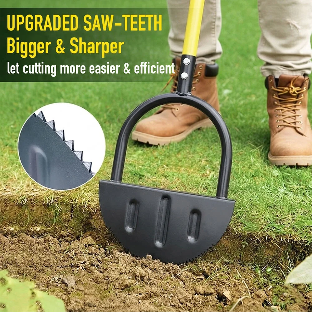 Step Serrated Trimming Shovel Multifunctional Half Moon Lawn Edger Wear-resistant Reinforced Gardening for Courtyards Driveways