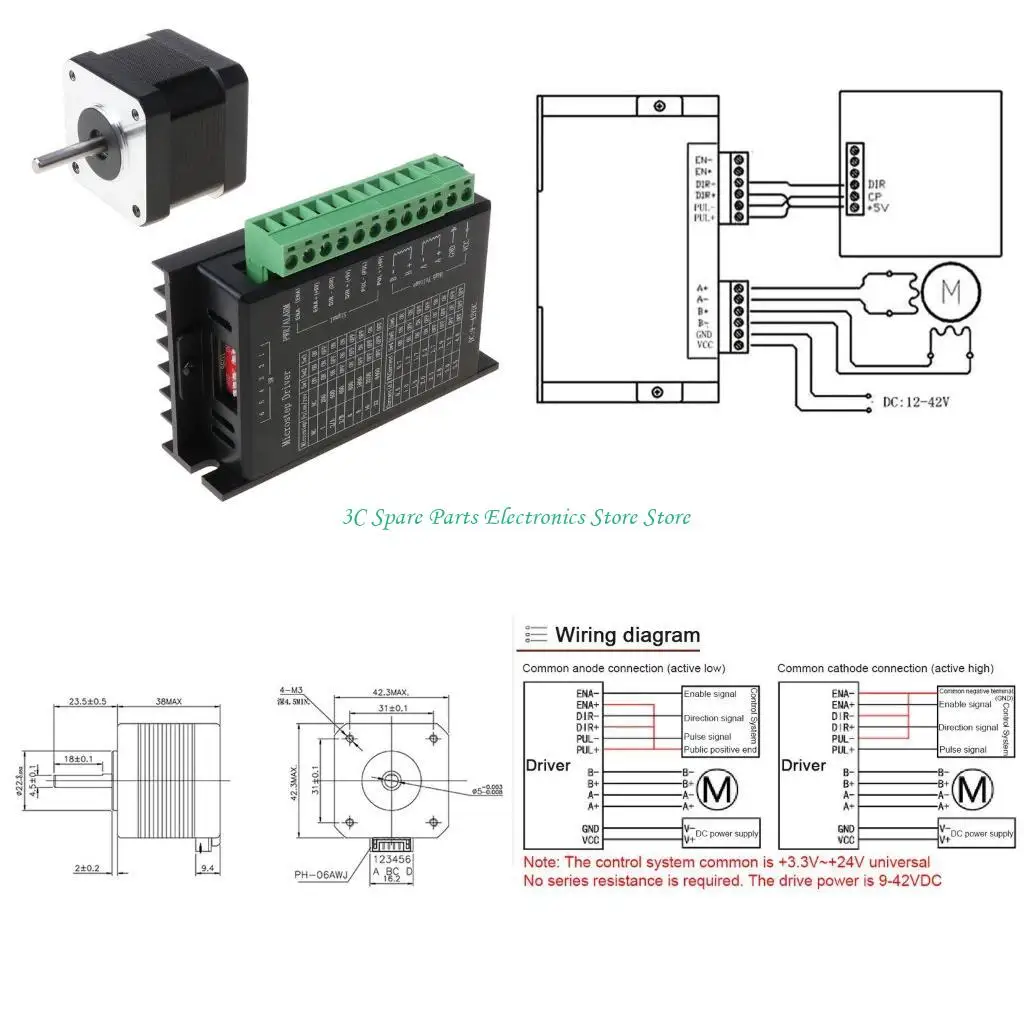 

SZ 42 Motor TB6600 Stepper Motor 32-segment Driver Updated Version 4.0A 40VDC for CNC Milling Machine