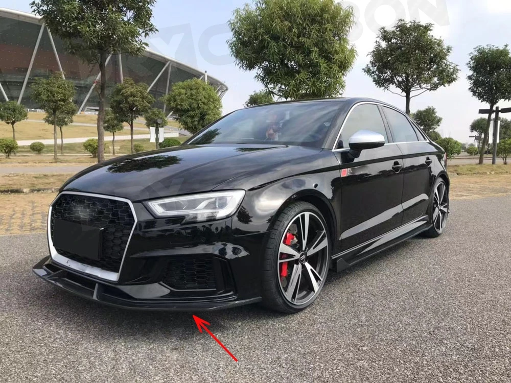 Carbon Fiber Front Bumper Lip Spoiler For Audi A3 RS3 Base Sedan 4 Door 2017-2019 Head Chin Guard Car Styling