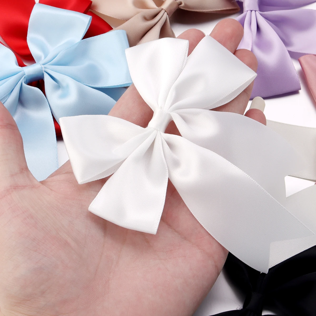 4pcs/lot Large Ribbon Bows Colourful Cute Satin Ribbon Bows Polyester Tailcoat Bow Flower For DIY Craft Clothing Decoration