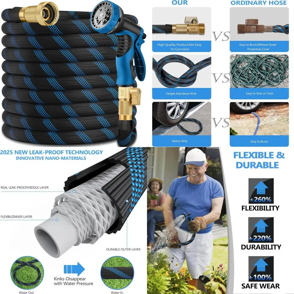 

Сверхмощный гибкий садовый шланг длиной 200 футов для мойки автомобилей со снятия натяжениями из нержавеющей стали и дизайном без ударов