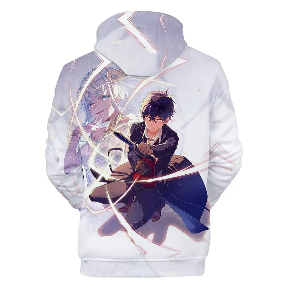 Female neutral cartoon with hood, casual pullover, 3D