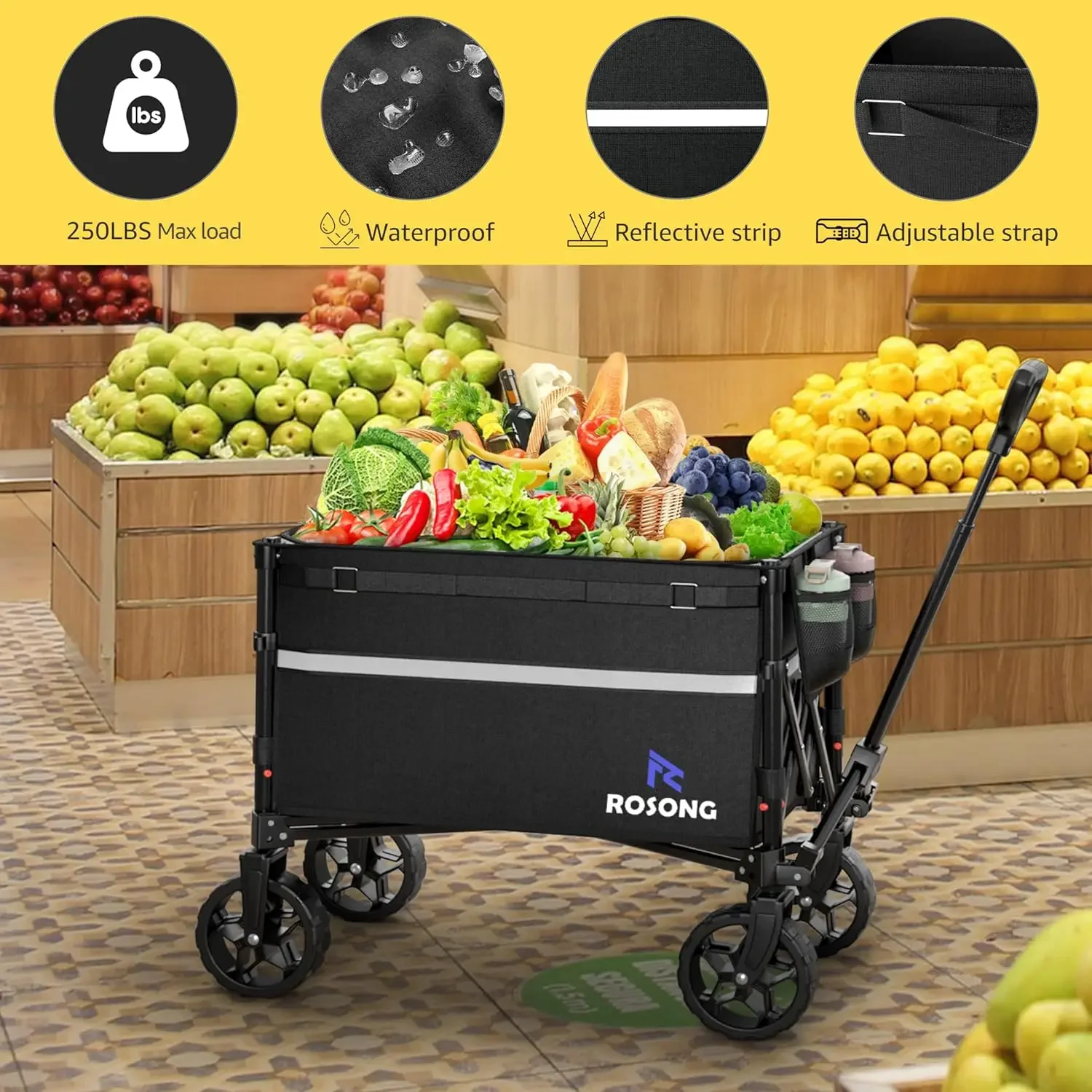 Folding Utility Heavy Duty Wagons Carts for Grocery Sports Garden Shopping Camping Wheelbarrows