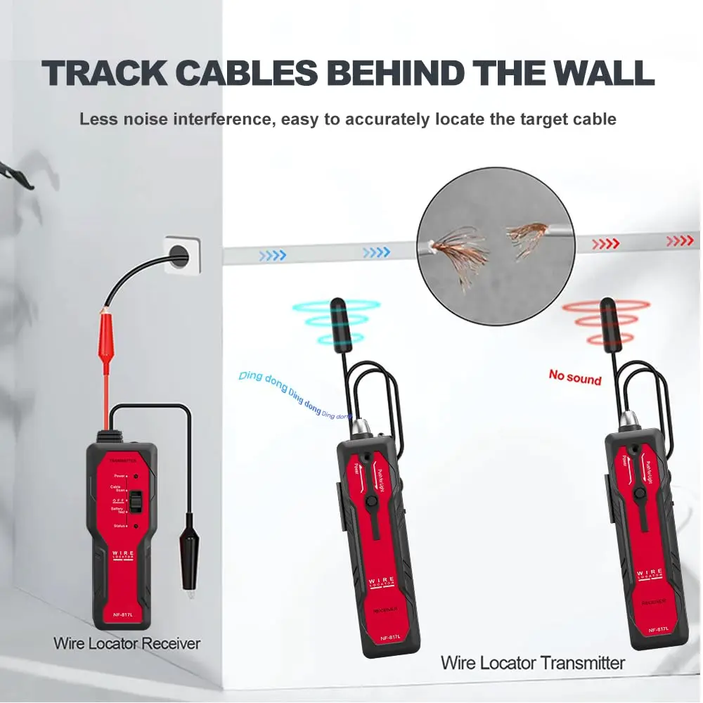 Noyafa NF-817L Underground Cable Locator Anti-Interference Cable Tester Visual Fault Wire Tracer Professional Cable Finder