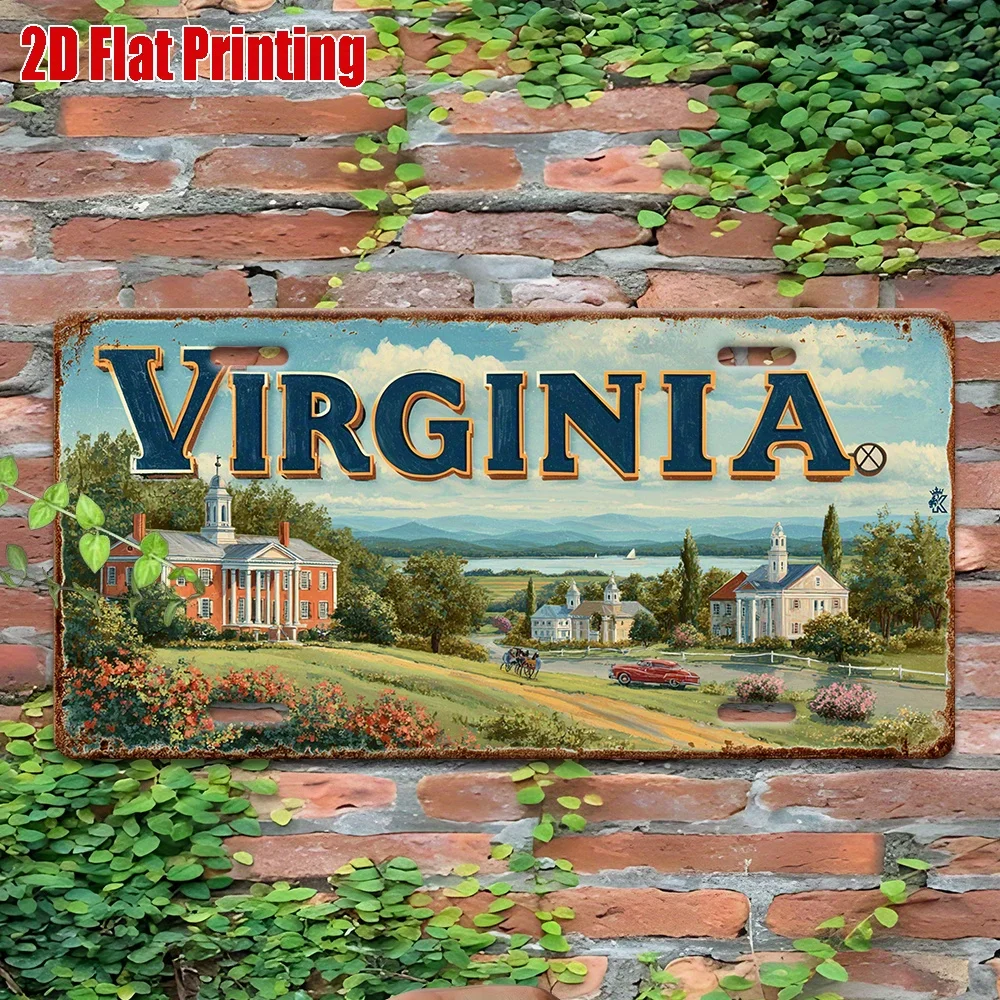 2D Flat - A Flat Two-Dimensional Decorative Painting of a License Plate, Intended Solely for Decoration Purposes