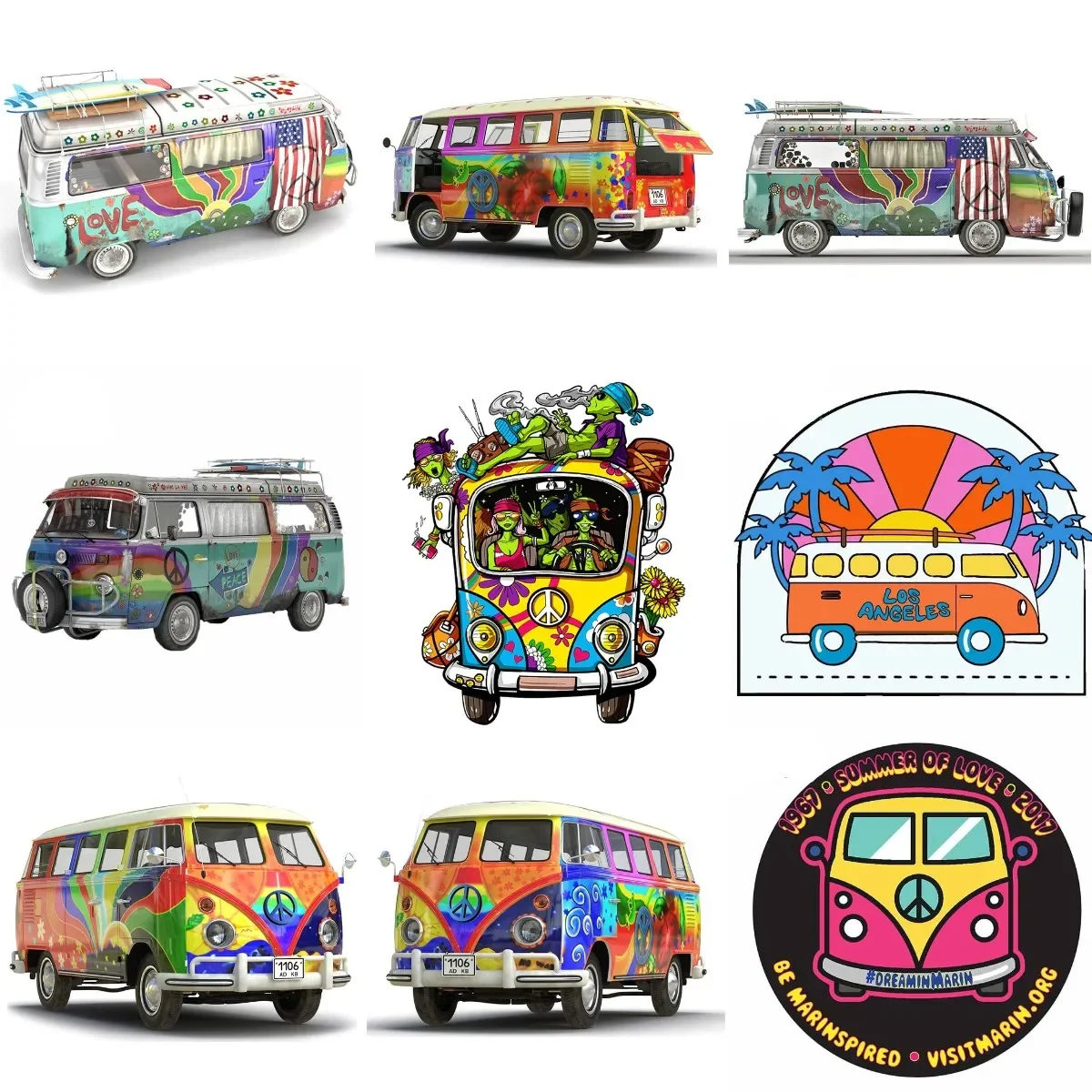 

Peace Caravan Color Creative PVC Waterproof Stickers Accessories for Decorate Wall Room Van Car Bicycle Table Off-road Decal