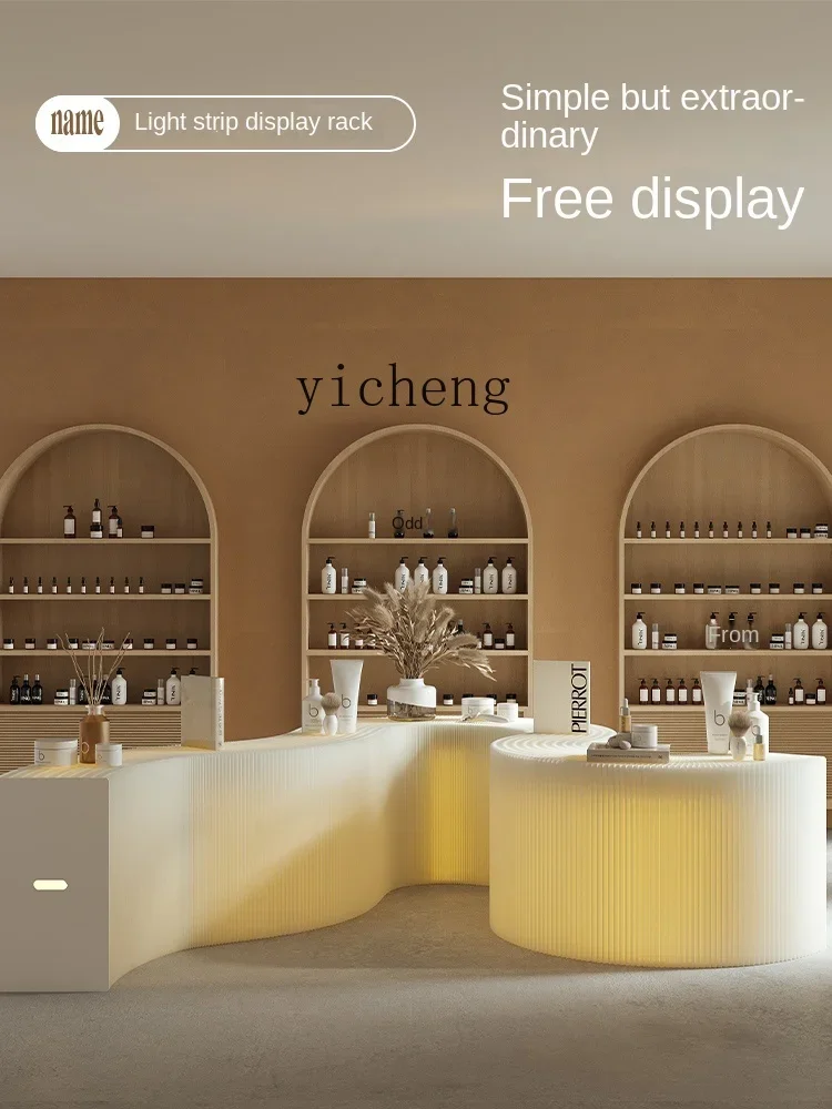 ZZk Display Cabinet Shelf Cosmetics Luminous Strip Display Shelf Sample Display Storage
