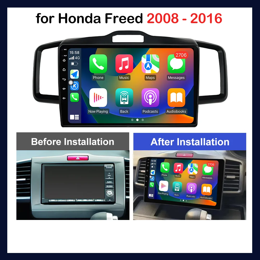 10\'\' dla Honda Freed 2008-2016 Audio DSP Stereo Android System Radio samochodowe Odtwarzacz multimedialny Narzędzia samochodowe 4G Nawigacja GPS WiFi