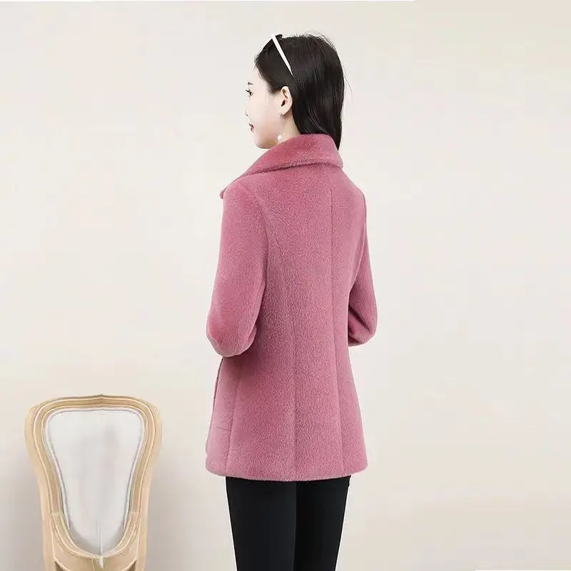Imitation Lamb Wool Small Fragrant Style Short Jacket for Women\'s Mothers Autumn and Winter New Styles Small Versatile Jackets