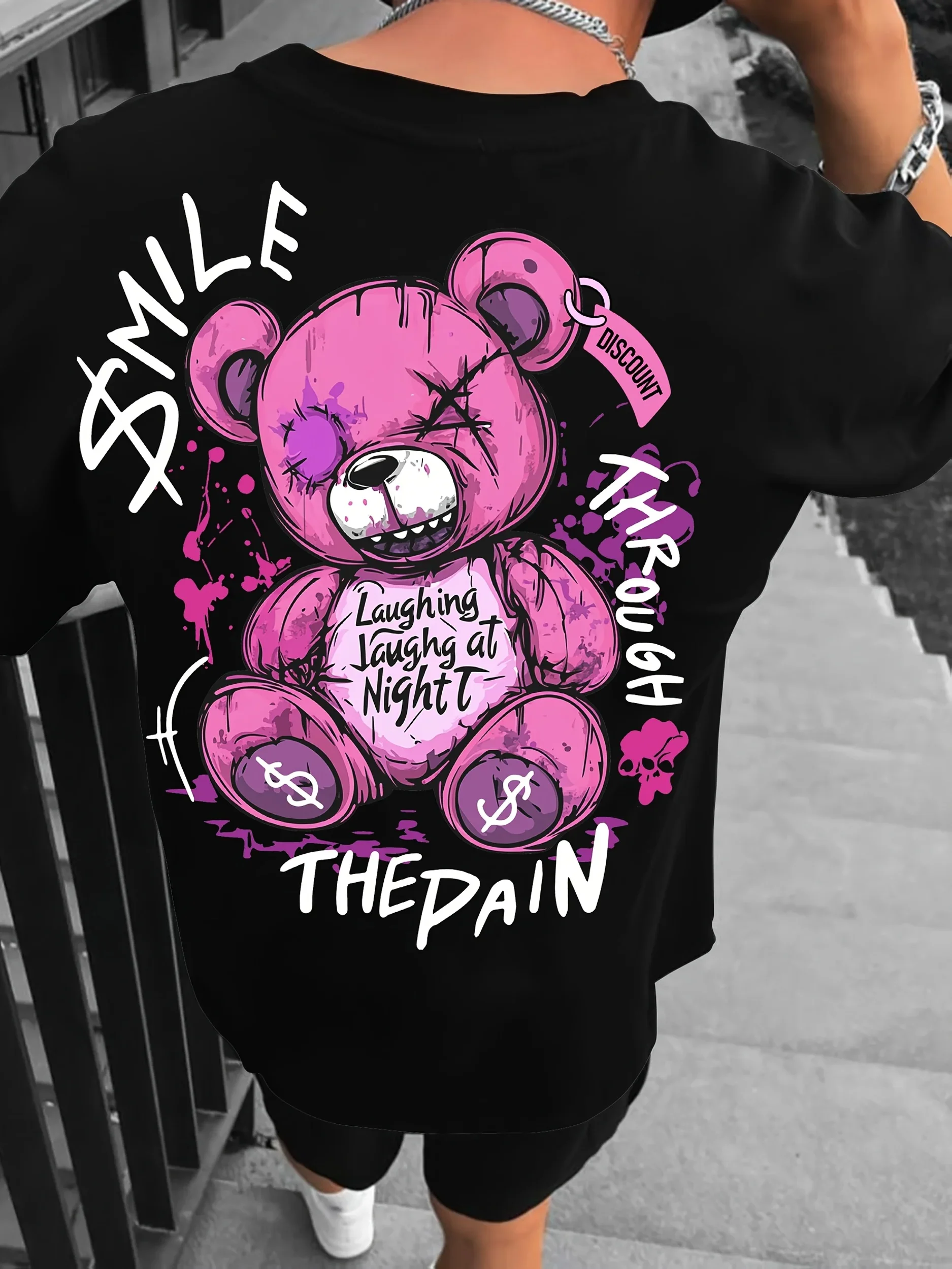 Camiseta de Verano para Hombre y Mujer con Estampado Gráfico de Oso Malvado, Camiseta 3D de Manga Corta