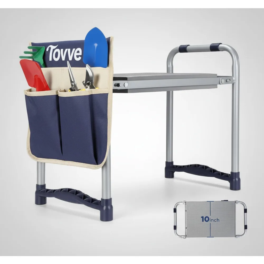 

Upgraded Foldable Garden Kneeler Seat with Thick Pad & Tool Bag, Heavy-Duty Gardening Stool for Women Seniors