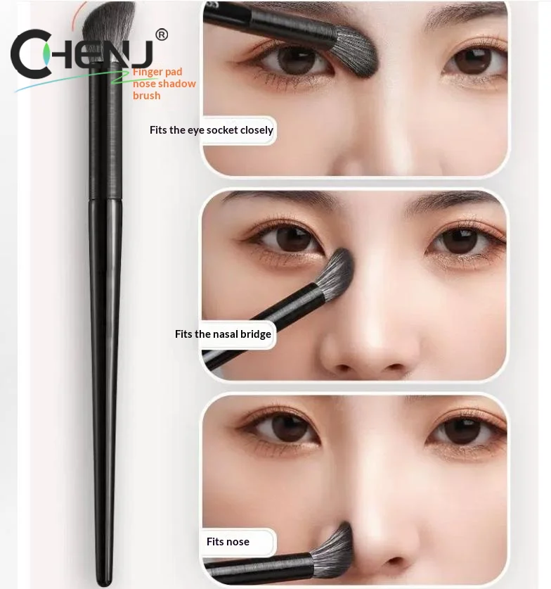 J Double-Headed Ultra Soft Flat Highlighting Brush Seamless Mixing Nose Shadow Brush No Shedding Makeup Brush For General Use