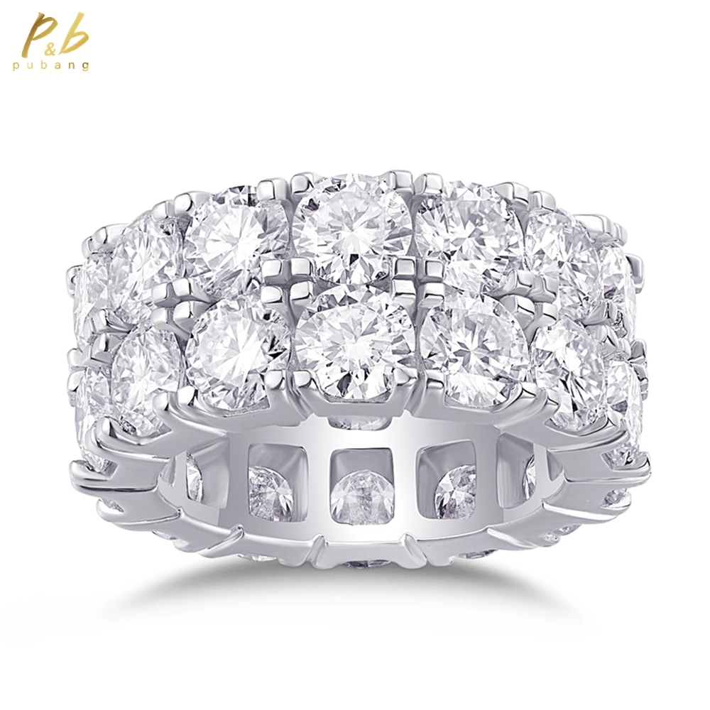 

PuBang Fine Jewelry Luxury 925 Sterling Silver 3EX VVS1 D Color 5MM Real Moissanite Full Diamond Gems Row Rings Wedding Band GRA