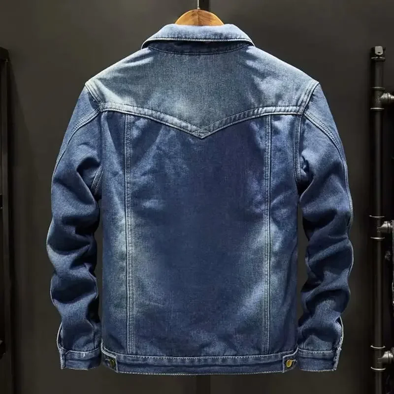 Winter Men's Denim Jacket Padded Thicker Warm Jacket Top