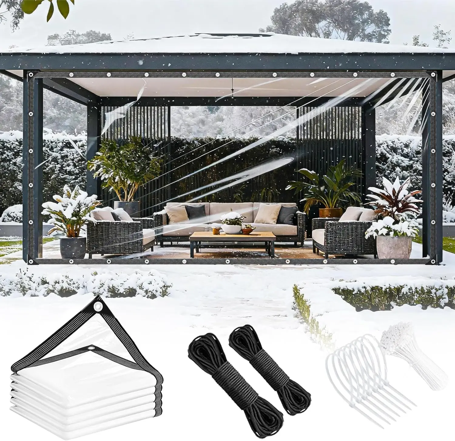 

Прочные прозрачные тенты 8x10 футов, водонепроницаемые, с люверсами, утолщенные 14 мил, устойчивые к разрывам, для улицы, патио, теплиц