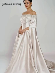 Fortunate Evening Elegant Vintage Sequined Crystal Beaded Boat Neck Wedding Formal Occasion Prom Dress Evening Party Gowns