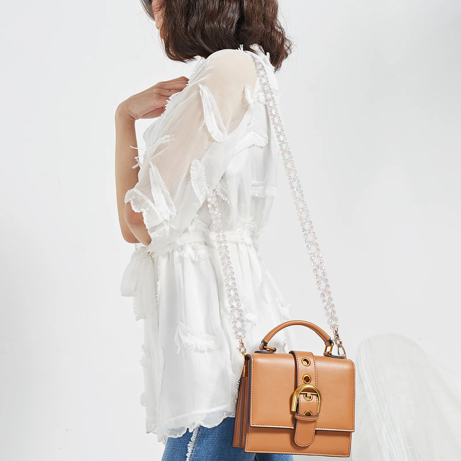 Sangle d'épaule à Double rangée en cristal, 1 pièce, sangle de remplacement solide, fourniture pratique, chaîne de sac à la mode