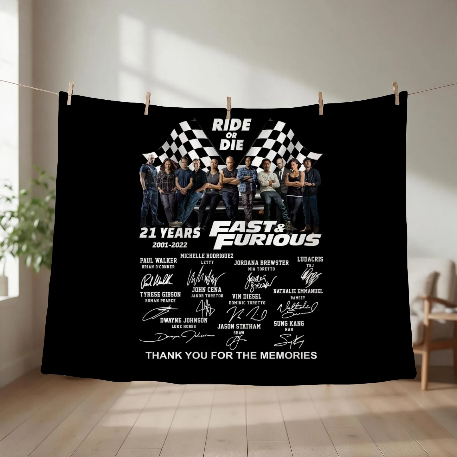 21Th Anniversary Fást And Fúríóus Ride Or Die Throw Blanket couch cozy soft plush fuzzy picnic outdoor blanket