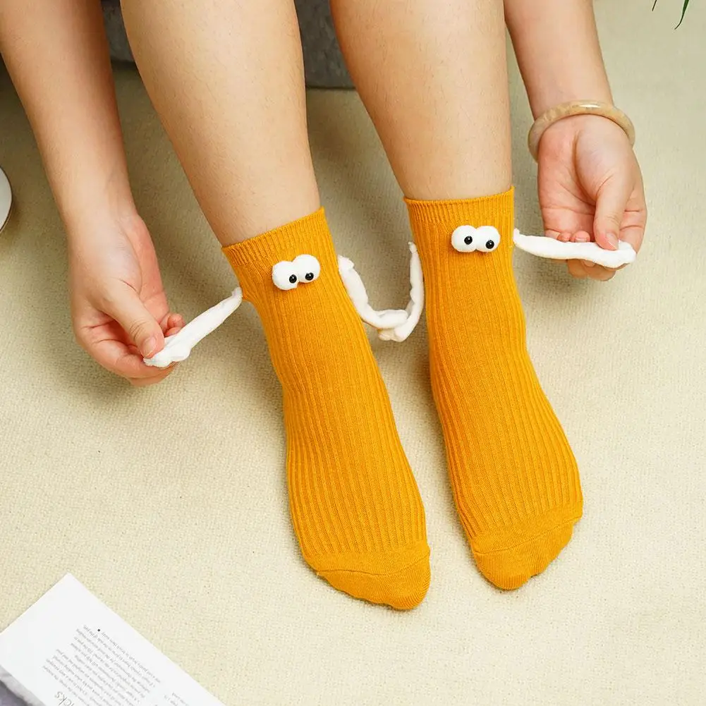 6colors Magnetic Suction 3d Couple Socks Cartoon Cotton White Black Funny Eyes Hands Lovely Couples Socks Sox G1l7