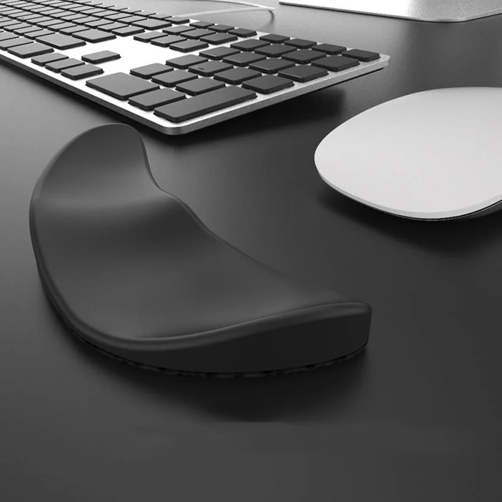 

Silicone Wrist Rest Pad Crescent Moon Shape Black For Hand Support Gaming Office Work Fatigue Relief Mouse Pad