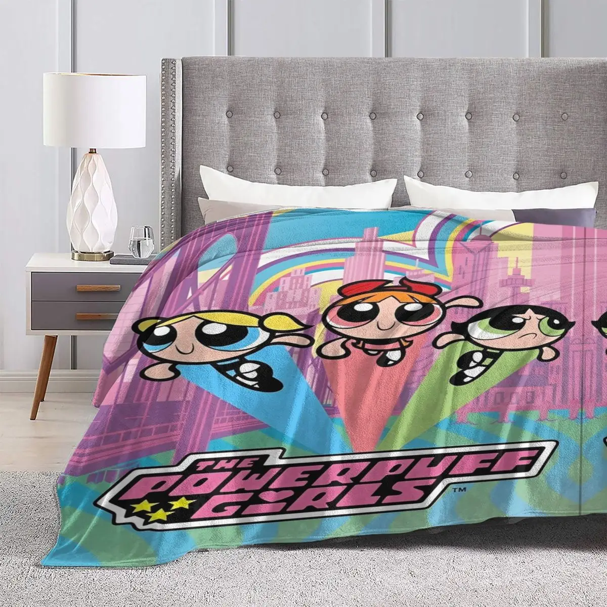 The Powerpuff Girls HD Printed Blankets Soft Comfortable Plush Throw Blanket For Child Couch Bed Flannel Bedspread Bed Cover