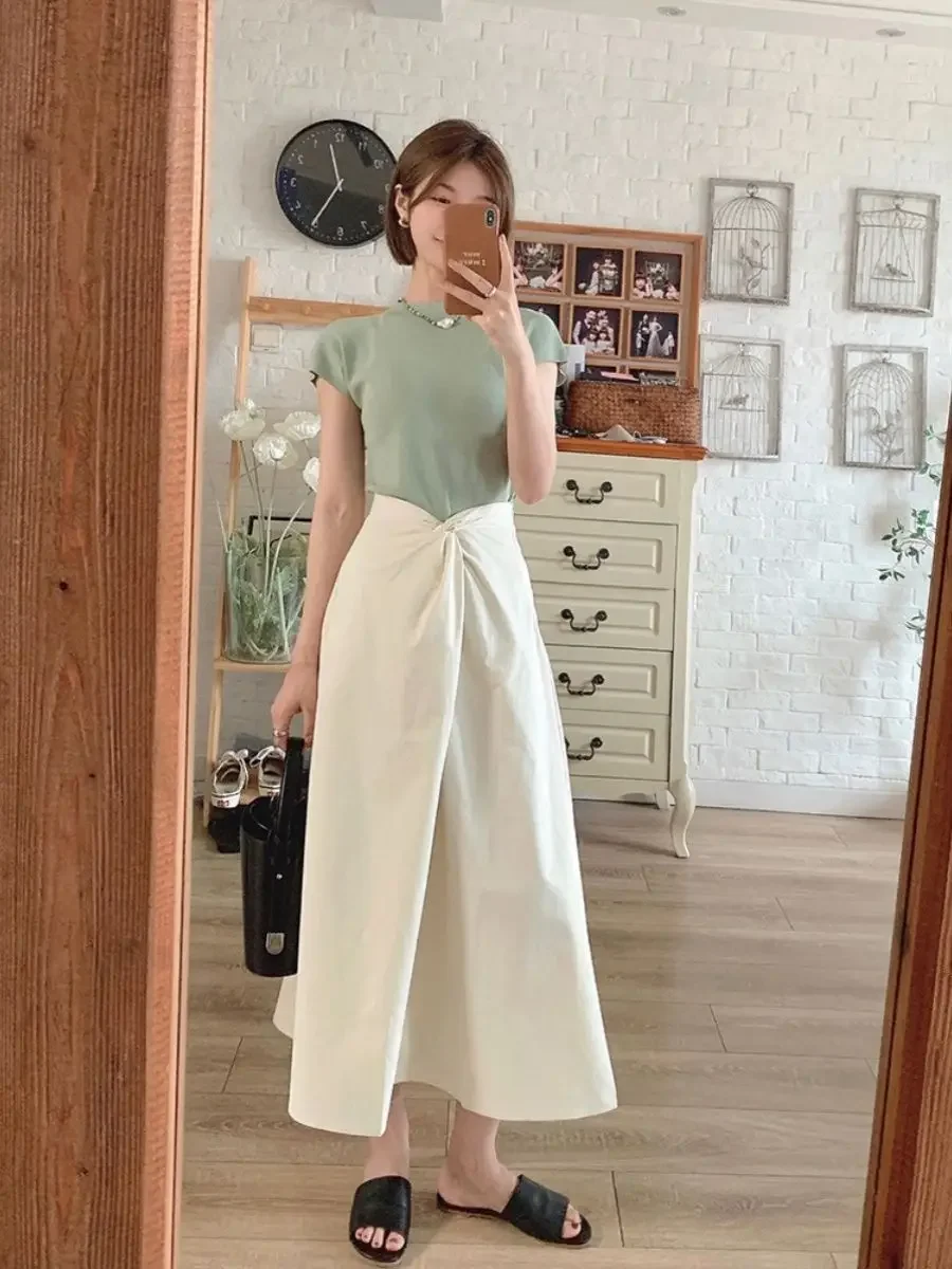 

Summer Commuter Women Set New Korean Style Elegant Slim Short Sleeve T-shirt Top Half Skirt Set Two Piece Sets Women Outfits