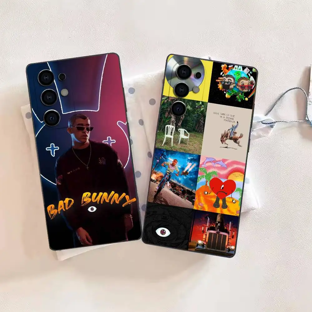 

Rapper B-Bad B-Bunny Phone Case For Samsung S26,25,24,21,22,21,20,10,9,8,7,6,5,Ultra,Plus,Fe,Lite Black Shell