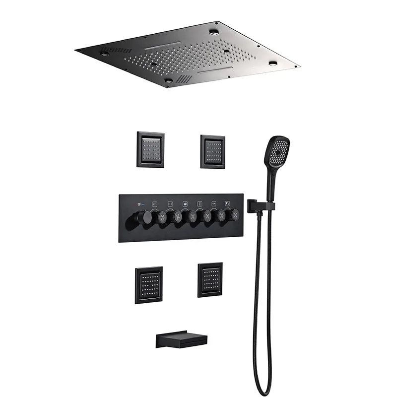 

Shower ceiling LED light, canopy, wall type, constant temperature, waterfall, recessed, all copper, set