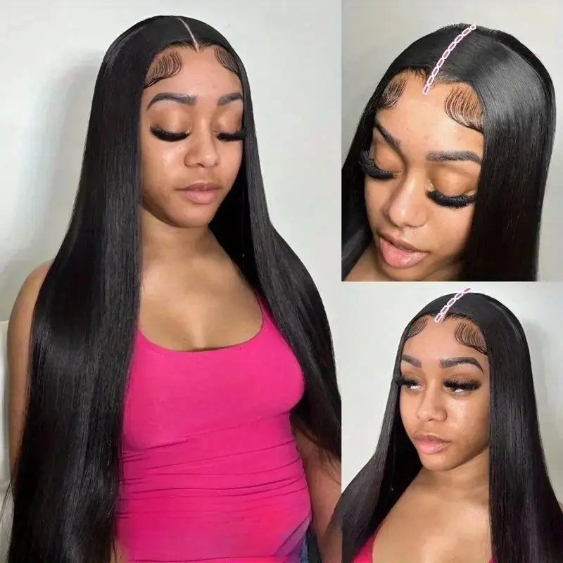 Rosabeauty 40 Inch 13x6 Straight Lace Front Wig Human Hair 13X4 Frontal 5X5 Glueless Ready to Wear Wigs 250% For Women