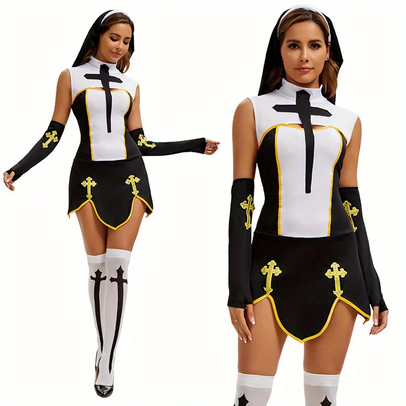 

Church Religious Convent Cosplay Fancy Party Dress Adult Women Sexy Lady Nun Superior Cosplay Costume