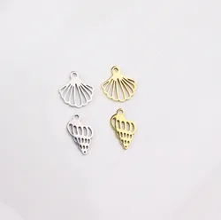 10pcs StainlessSteel Fadeless Anti Allergic Sea Shell Mirro Polish Women's Fashion Jewelry Charm Pendant DIY Necklace Earrings