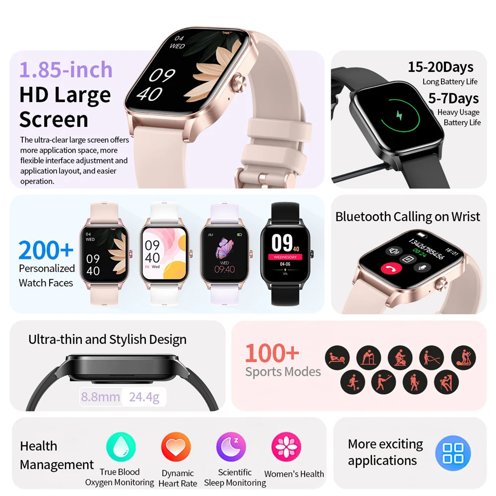 Men's Watches Women Smartwatch Message Push Blood Oxygen Sports Make And Receive Calls Compatible With I Phone