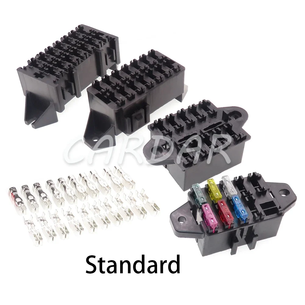 

1 Set 9/10/14 Way AC Assembly Standard Blade Fuse Holder Block Plastic Cover With Terminals For Car Automobile Auto Trike