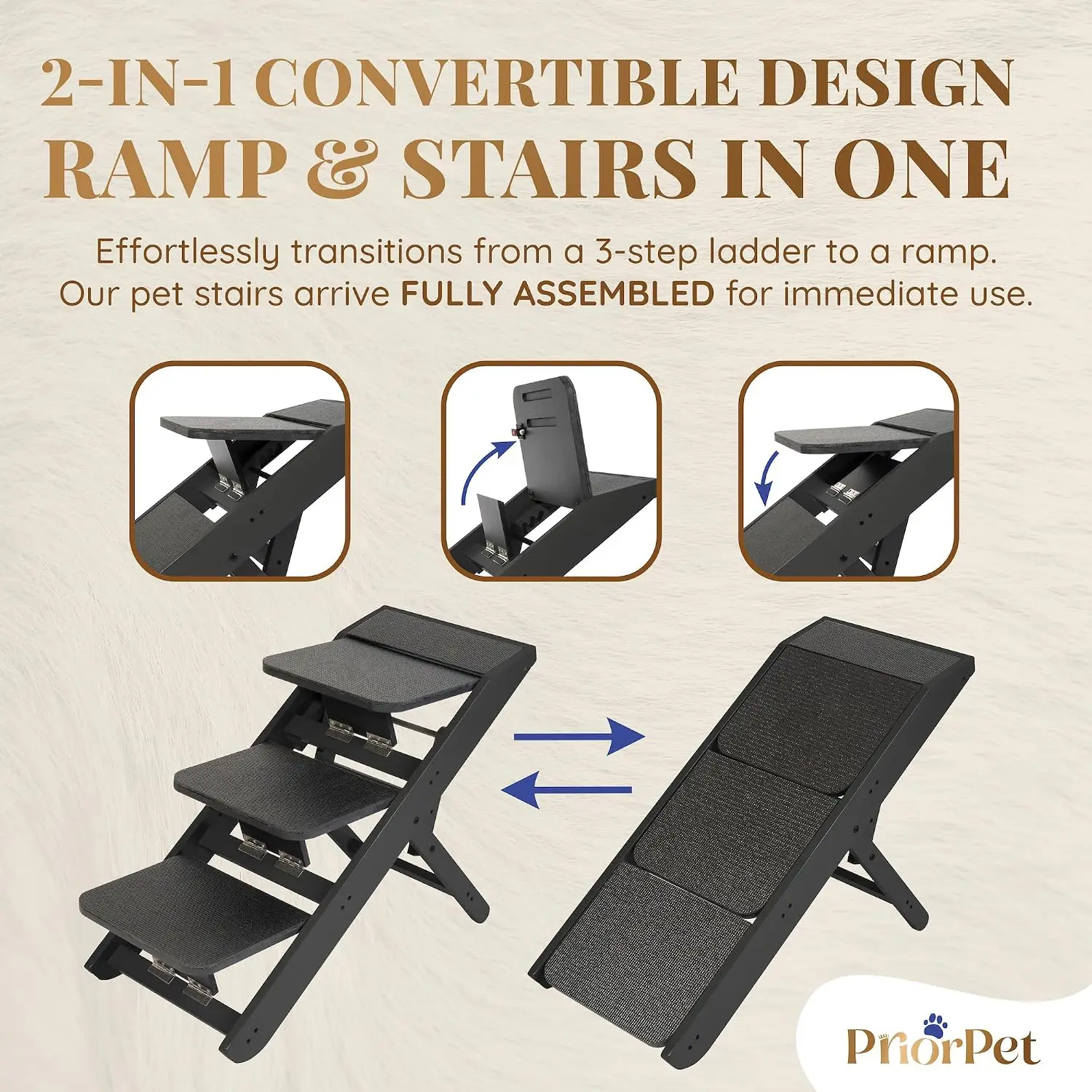 Dog ramp for Couch  Non-Slip, Sturdy Build Foldable Dog ramp  Supports up to 200lbs  Adjustable 7'' to 20''  Landing Platfor
